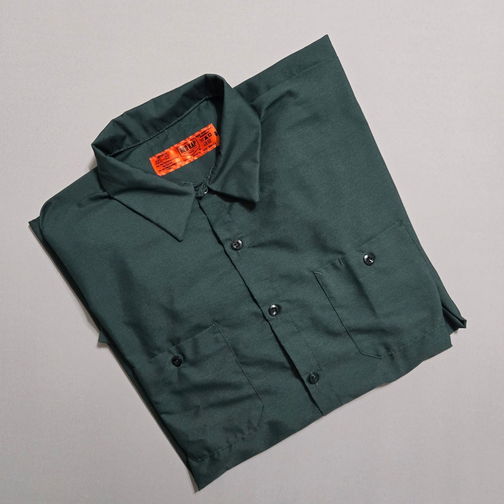 Red Kap Work Shirt Men XXL Spruce Green Long Sleeve Button SP10GC Utility GradeB